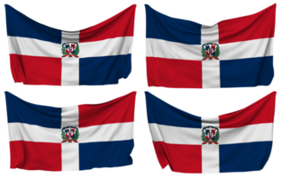 dominicano república fixado bandeira a partir de cantos, isolado com diferente acenando variações, 3d Renderização png