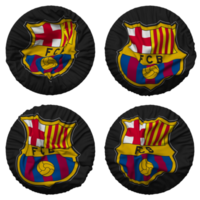 calcio club Barcellona, fc bandiera nel il giro forma isolato con quattro diverso agitando stile, urto struttura, 3d interpretazione png