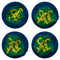 Southern African Development Community, SADC Flag in Round Shape Isolated with Four Different Waving Style, Bump Texture, 3D Rendering png