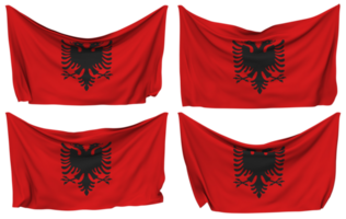 Albania Pined Flag from Corners, Isolated with Different Waving Variations, 3D Rendering png