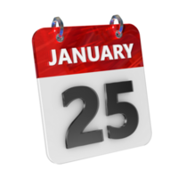 January 25 Date 3D Icon Isolated, Shiny and Glossy 3D Rendering, Month Date Day Name, Schedule, History png