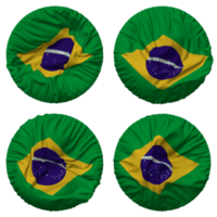 Brasil bandeira dentro volta forma isolado com quatro diferente acenando estilo, colisão textura, 3d Renderização png