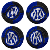 Football club international milan, Inter Milan drapeau dans rond forme isolé avec quatre différent agitant style, bosse texture, 3d le rendu png