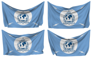 International Criminal Police Organization, ICPO, INTERPOL Pinned Flag from Corners, Isolated with Different Waving Variations, 3D Rendering png