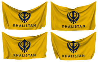 Khalistan Pinned Flag from Corners, Isolated with Different Waving Variations, 3D Rendering png