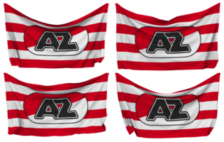 Alkmaar Zaanstreek, AZ Alkmaar Pinned Flag from Corners, Isolated with Different Waving Variations, 3D Rendering png