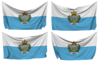san Marino festgesteckt Flagge von Ecken, isoliert mit anders winken Variationen, 3d Rendern png