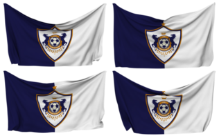 Karabag futbol klubi, Karabag fk festgesteckt Flagge von Ecken, isoliert mit anders winken Variationen, 3d Rendern png