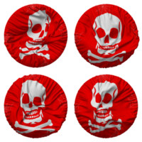 Skulls Danger Sign Flag in Round Shape Isolated with Four Different Waving Style, Bump Texture, 3D Rendering png