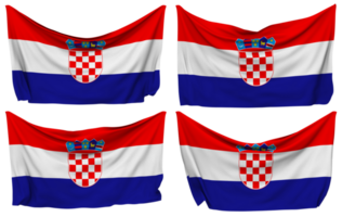 Croatia Pinned Flag from Corners, Isolated with Different Waving Variations, 3D Rendering png