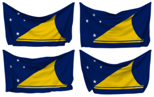 tokelau Inseln festgesteckt Flagge von Ecken, isoliert mit anders winken Variationen, 3d Rendern png