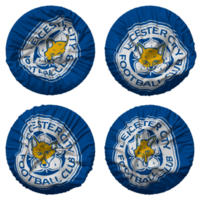 Leicester cidade futebol clube bandeira dentro volta forma isolado com quatro diferente acenando estilo, colisão textura, 3d Renderização png