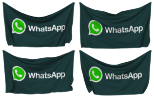 whatsapp fästs flagga från hörn, isolerat med annorlunda vinka variationer, 3d tolkning png