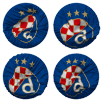 Gradanski nogométni club dinamo zagreb, gnk dinamo Zagreb drapeau dans rond forme isolé avec quatre différent agitant style, bosse texture, 3d le rendu png