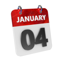 January 4 Date 3D Icon Isolated, Shiny and Glossy 3D Rendering, Month Date Day Name, Schedule, History png