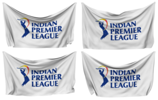 indio primer ministro liga, ipl clavado bandera desde esquinas, aislado con diferente ondulación variaciones, 3d representación png