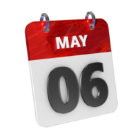 May 6 Date 3D Icon Isolated, Shiny and Glossy 3D Rendering, Month Date Day Name, Schedule, History png