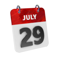 July 29 Date 3D Icon Isolated, Shiny and Glossy 3D Rendering, Month Date Day Name, Schedule, History png