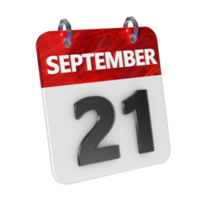 September 21 Date 3D Icon Isolated, Shiny and Glossy 3D Rendering, Month Date Day Name, Schedule, History png