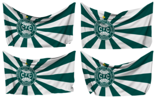 Coritiba Foot Ball Club Pinned Flag from Corners, Isolated with Different Waving Variations, 3D Rendering png