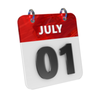 July 1 Date 3D Icon Isolated, Shiny and Glossy 3D Rendering, Month Date Day Name, Schedule, History png