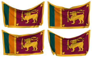 Sri Lanka Pinned Flag from Corners, Isolated with Different Waving Variations, 3D Rendering png