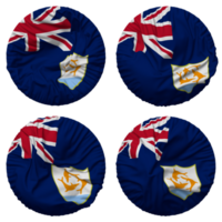 Anguilla Flag in Round Shape Isolated with Four Different Waving Style, Bump Texture, 3D Rendering png