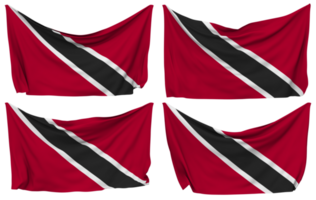 Trinidad and Tobago Pinned Flag from Corners, Isolated with Different Waving Variations, 3D Rendering png