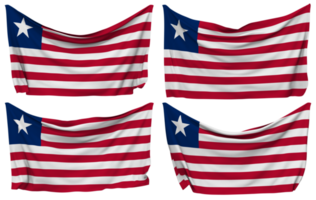 Liberia Pinned Flag from Corners, Isolated with Different Waving Variations, 3D Rendering png