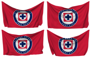 Club de Futbol Cruz Azul Pinned Flag from Corners, Isolated with Different Waving Variations, 3D Rendering png