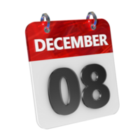 December 8 Date 3D Icon Isolated, Shiny and Glossy 3D Rendering, Month Date Day Name, Schedule, History png