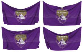 Al Ain Football Club Pinned Flag from Corners, Isolated with Different Waving Variations, 3D Rendering png