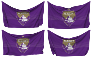 Alabama ain fútbol americano club clavado bandera desde esquinas, aislado con diferente ondulación variaciones, 3d representación png