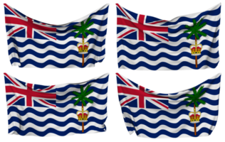 britisch indisch Ozean Gebiet, biot festgesteckt Flagge von Ecken, isoliert mit anders winken Variationen, 3d Rendern png