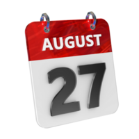 August 27 Date 3D Icon Isolated, Shiny and Glossy 3D Rendering, Month Date Day Name, Schedule, History png