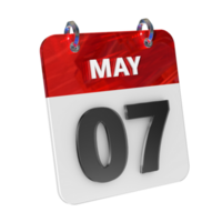 May 7 Date 3D Icon Isolated, Shiny and Glossy 3D Rendering, Month Date Day Name, Schedule, History png