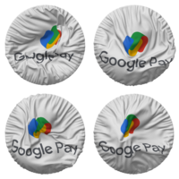 Google betala flagga i runda form isolerat med fyra annorlunda vinka stil, stöta textur, 3d tolkning png