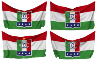 een keer calda's sa Amerikaans voetbal vastgemaakt vlag van hoeken, geïsoleerd met verschillend golvend variaties, 3d renderen png