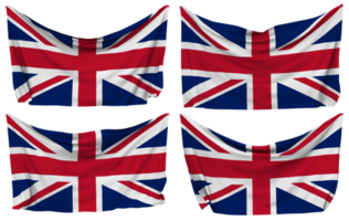 United Kingdom Pinned Flag from Corners, Isolated with Different Waving Variations, 3D Rendering png