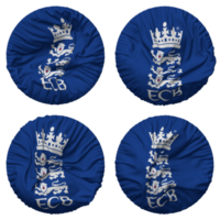 England und Wales Kricket Planke, ecb Flagge im runden gestalten isoliert mit vier anders winken Stil, stoßen Textur, 3d Rendern png