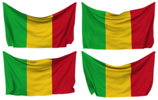 Mali Pinned Flag from Corners, Isolated with Different Waving Variations, 3D Rendering png