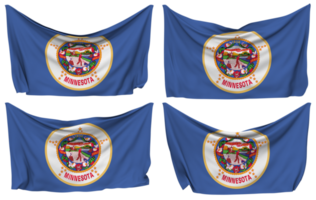 Zustand von Minnesota festgesteckt Flagge von Ecken, isoliert mit anders winken Variationen, 3d Rendern png