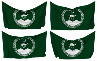 pakistan balochistan fästs flagga från hörn, isolerat med annorlunda vinka variationer, 3d tolkning png