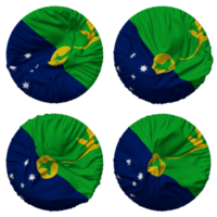 Territory of Christmas Island Flag in Round Shape Isolated with Four Different Waving Style, Bump Texture, 3D Rendering png