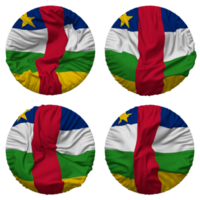 central afrikansk republik flagga i runda form isolerat med fyra annorlunda vinka stil, stöta textur, 3d tolkning png