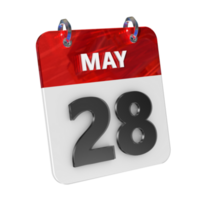 May 28 Date 3D Icon Isolated, Shiny and Glossy 3D Rendering, Month Date Day Name, Schedule, History png