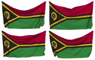 Vanuatu Pinned Flag from Corners, Isolated with Different Waving Variations, 3D Rendering png