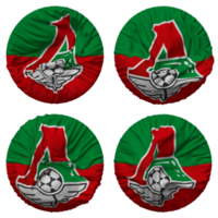 fc lokomotiv moskva flagga i runda form isolerat med fyra annorlunda vinka stil, stöta textur, 3d tolkning png