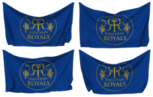 Rajasthan Royals, RR Pinned Flag from Corners, Isolated with Different Waving Variations, 3D Rendering png