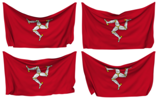 Isle of Man Pinned Flag from Corners, Isolated with Different Waving Variations, 3D Rendering png